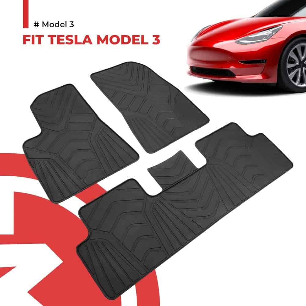Tesla Model 3 : tapis de sol intérieur toutes saisons (caoutchouc  recyclable de première qualité) - Torque Alliance