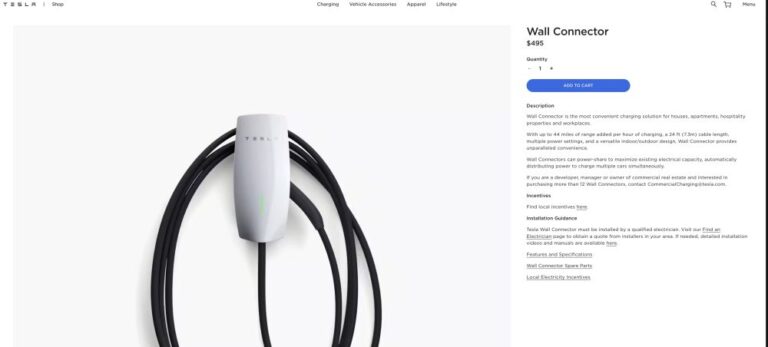 Le Wall Connector Tesla est de nouveau en stock ! Commandez-le !