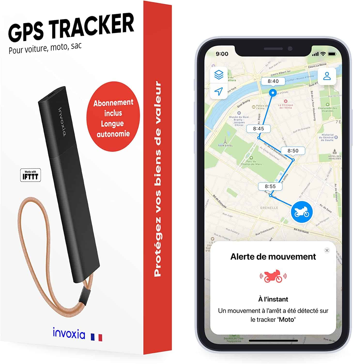 Tracker GPS Voiture Aimanté Traceur GPS Étanche IP65 4 Mois